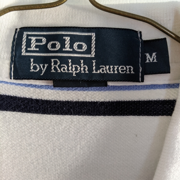 Polo by Ralph Lauren White & Blue Polo - Sz M - Picture 5 of 6